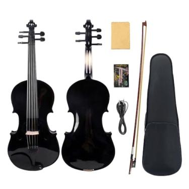 Imagem de Vetimobato Viola elétrica de 5 cordas de 40,6 cm - Viola acústica elétrica de afinação FCGDA para estudantes, adultos, profissionais - corpo de bordo e abeto feito à mão com acessórios de ébano