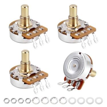 Imagem de Banworks Potenciômetro de latão A250K M8 com rosca métrica de tamanho completo, eixo curto (comprimento de 15 mm) para guitarras elétricas Epiphone Les Paul LP/SG Squier Strat/Tele 4 peças JT/XNQ-19