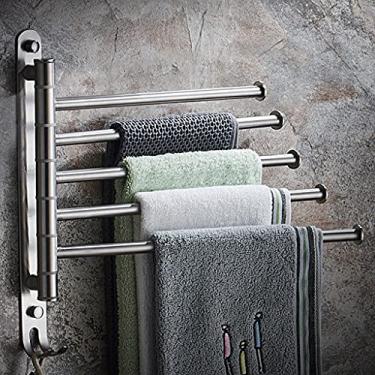 Imagem de Barras giratórias de aço inoxidável para toalheiro de banheiro suporte de parede com suporte de parede, barra de toalha giratória escovada, organizador de barra de toalha oscilante com economia de