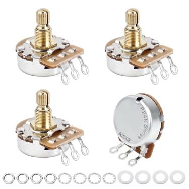 Imagem de Banworks Potenciômetro de latão A250K M8 Thread de tamanho completo para guitarras elétricas métrico 18 estrias (15 mm de comprimento) Potenciômetro cônico de áudio para Epiphone Les Paul LP/SG Squier