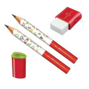 Imagem de Kit 2 lapis jumbo 1 borracha e 1 apontador- faber castell