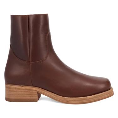 Imagem de Dingo Bota masculina estilo western com zíper e bico redondo, Marrom, 39