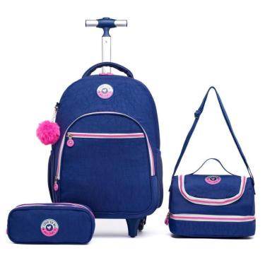 Imagem de Kit Mochila de Rodinhas + Estojo + Lancheira Escolar Spector Infantil-Feminino