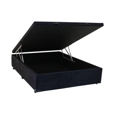 Imagem de Cama Box Baú Viúva Sonnoforte Luxo Suede Preto com Pistão - 120x203