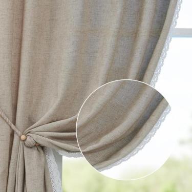 Imagem de Cortinas: jinchan, linho, renda, 214 cm de comprimento, 2 painéis, cin