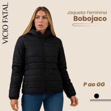 Imagem de Jaqueta Feminina Puffer Bobojaco Capuz Nylon Impermeável com Bolsos e Capuz Removível Moda Inverno-Unissex