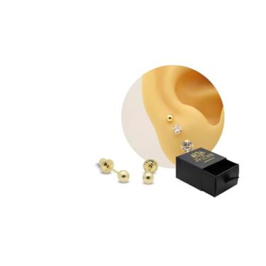 Imagem de Brinco Bolinha 2,5mm Ouro 18k Bebe Infantil Segundo Furo (Tarraxa de pressão)