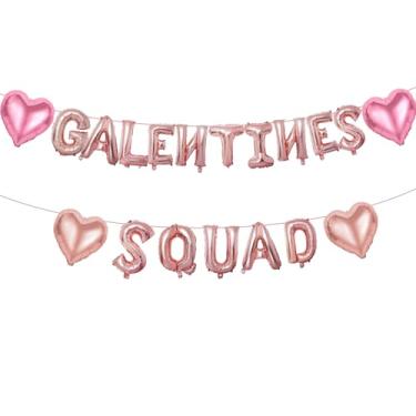 Imagem de Decorações de balões Happy Galentines Day, 40,6 cm ouro rosa letras esquadrão Galentines Banner balão com balões rosa em forma de coração, suprimentos de festa rosa para o dia dos namorados