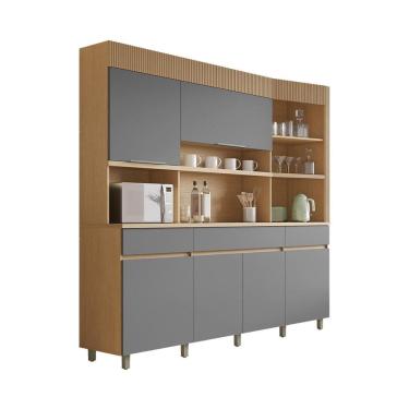 Imagem de Cozinha Compacta Realeza 100% MDF 6 Portas 3 Gavetas Carvalho e Titânio