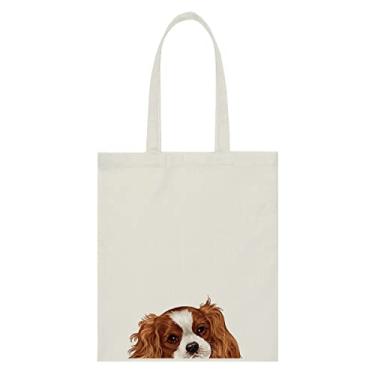 Imagem de WIRESTER Sacola reutilizável de lona para mulheres e meninas, bolsa de praia, bolsa de compras de supermercado, bolsa de ombro, bolsa de viagem - Cavalier King Charles Spaniels Dog