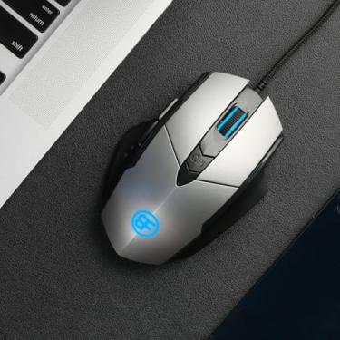 Imagem de Mouse com fio, mouse de 6 botões, iluminação com logotipo RGB, para jogos, sinal estável, para laptop, computador desktop, Mac.