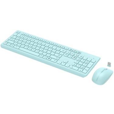 Imagem de Combo de teclado e mouse sem fio, ergonômico silencioso de tamanho completo
