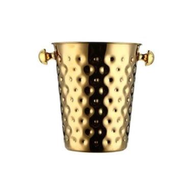 Imagem de Recipiente de gelo grosso de aço inoxidável balde de gelo com alça ótimo para bar doméstico, cerveja gelada, champanhe e vinho cerveja balde de champanhe (ouro)
