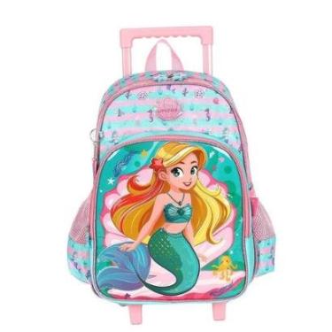 Imagem de Mochila de Rodinhas Sem Alça Luxcel Up4You Sereia Verde Rosa-Feminino
