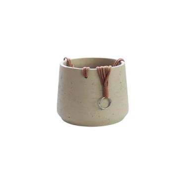 Imagem de KEG801302 Vaso de flores para pendurar na parede, pequeno cesto de pendurar para pendurar na varanda, plantador de orquídea pendurado (bege, grande)