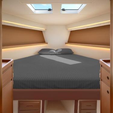 Imagem de JS Sanders Collection Cama universal em V 100% algodão egípcio The Best Boat V Berth serve para colchões de até 20 cm de profundidade - 600 fios listrados cinza escuro
