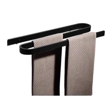 Imagem de Organizador de chuveiro Toalheiro de 45,7 cm para banheiro, barra de toalha de banho dupla de alumínio, sem perfuração, suporte de toalha montado na parede, moderno criativo duplo varão de toalha de