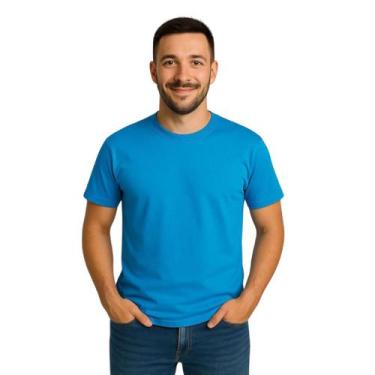 Imagem de Camiseta Básica Masculina 100% Algodão Lisa Premium Básica Casual Dia 