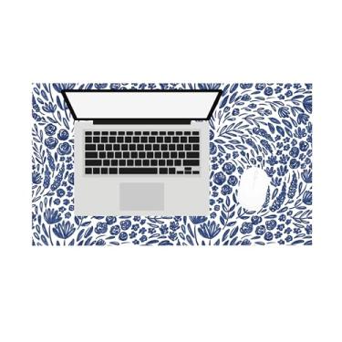 Imagem de Elyse Breanne Design, Tapete de mesa para computador, teclado, mouse, protetor de mesa, suporte de borracha antiderrapante, 35,5 x 61 cm, pequeno, floral de porcelana