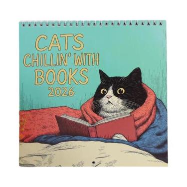 Imagem de Calendário De Arte De Gatos Engraçados 12 Meses 2025 2026 Planejador F