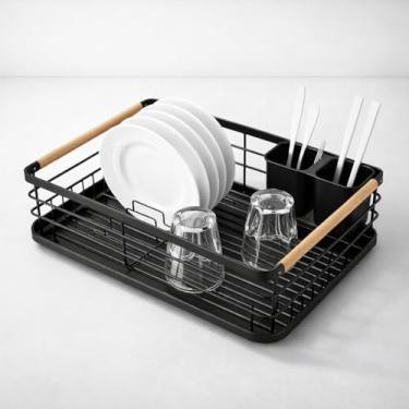 Imagem de ESCORREDOR DE LOUÇA ALÇA MADEIRA PRETO C/P TALHER 10 PRATOS - BSMIX