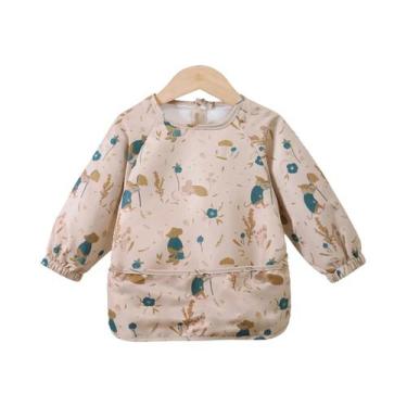 Imagem de Babador Super Macio Impermeável Para Bebês Com Mangas Longas, Estilo D