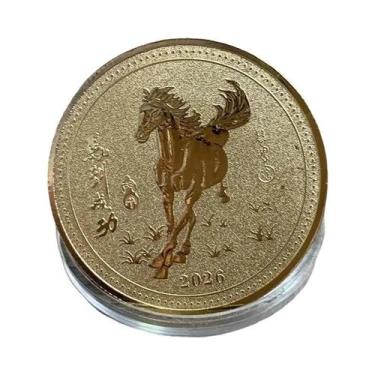 Imagem de Moeda Do Ano Do Cavalo Do Zodíaco, Medalha Comemorativa Colorida, Arte