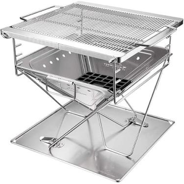 Imagem de Churrasqueira de aço inoxidável, portátil, dobrável, churrasqueira multifuncional ao ar livre, churrasqueira a carvão defumado, churrasqueira de mesa