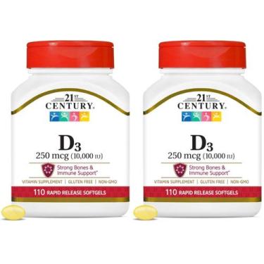 Imagem de Vitamina D3 21st Century 10,000 UI 250 mcg 220 cápsulas blandas