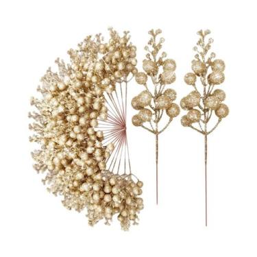 Imagem de Buquê De Flores Artificiais Com Glitter E Frutas Vermelhas, Enfeites P