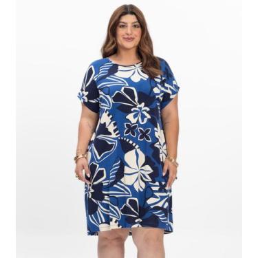 Imagem de Vestido Curto Feminino Secret Glam Azul, Plus G4, Azul