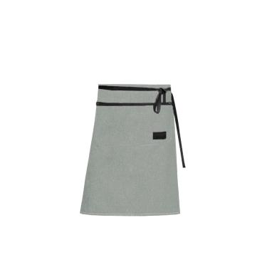 Imagem de Avental de Cintura Cinza Meio Corpo Couro Preto Barista Cafe