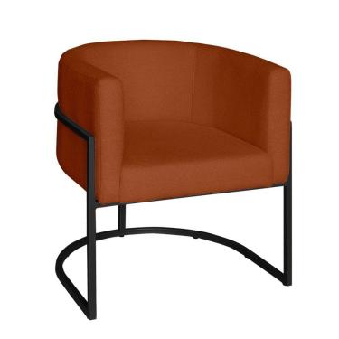 Imagem de Poltrona Base Industrial Preto Sala De Estar Lety Veludo S05 - D'rossi Cor Terracota