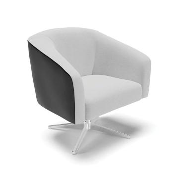 Imagem de Cadeira Sala De Jantar Giratória Base Cromada Stella Pto/linho D03 - D'rossi Cor Cinza