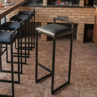 Imagem de Banqueta Alta Cozinha Americana Bar Balcão Alto Preto