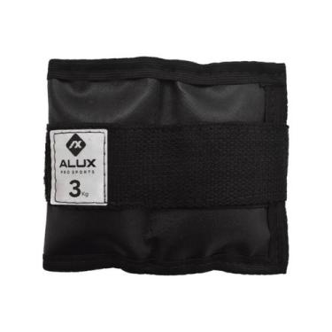 Imagem de Par Caneleira Tornozeleira Emborrachada Alux Preto 3kg