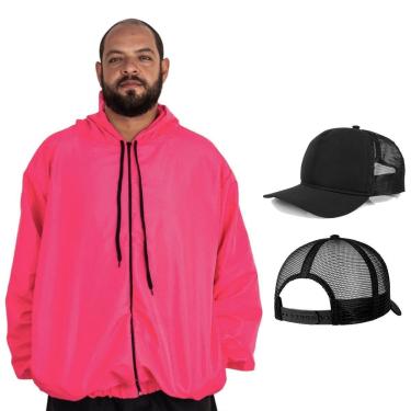 Imagem de Conjunto Jaqueta Corta Vento Plus Size E Boné Liso Aba Curva-Unissex