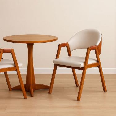 Imagem de Cadeira Luiza Sala de Jantar com Braco Madeira Macica Movellu Home