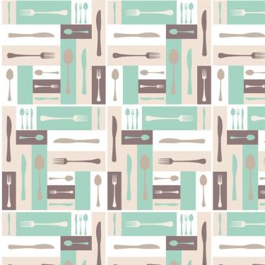 Imagem de Papel Parede Talheres Coloridos Autocolante Cozinha Lavável