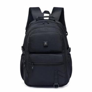 Imagem de Mochila Champion Preta Reforçada Trabalho Bolsos Espaçosa Masculina-Masculino