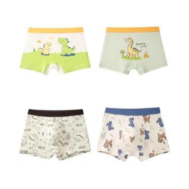 Imagem de Cuecas Boxer De Algodão Para Crianças 4PCS Com Estampa De Veículos E D