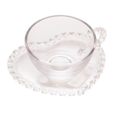 Imagem de Xícara de Chá com Pires Lyor Coração de Cristal 170ml