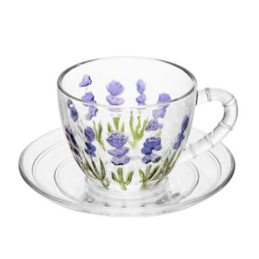 Imagem de Xícara de Café com Pires Lyor Lavanda Hand Painting 80ml