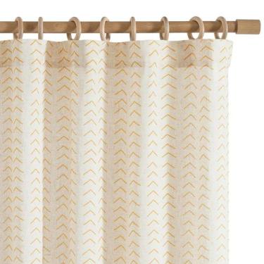 Imagem de Cortinas jinchan Linen Boho Semi Sheer 214cm Herringbone Yellow
