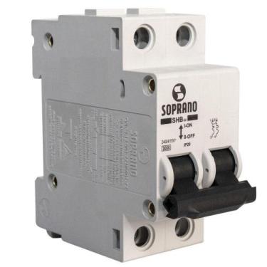 Imagem de Soprano Disjuntor Din Bifásico Curva-c 25a 3ka Shb2-c025a