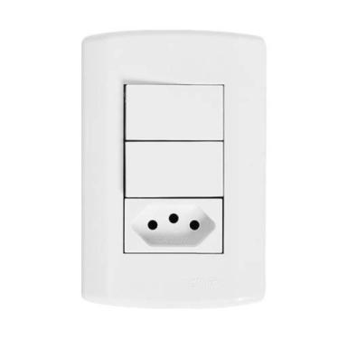 Imagem de 2 Interruptores Simples + Tomada 2P+T 20A com Placa - Pluzie