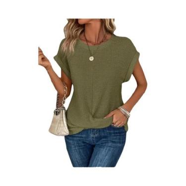 Imagem de Camiseta Feminina De Cor Sólida Com Gola Redonda E Manga Curta, Top El