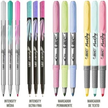 Imagem de Marcadores Kit Escolar Pastel com 12 Itens - Bic