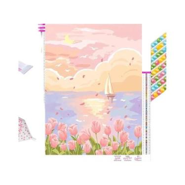 Imagem de Pintura Em Diamante 5D DIY Com Paisagem De Desenho Animado, Kit De Bor