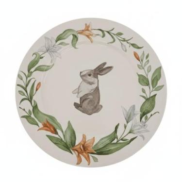 Imagem de Prato coelho páscoa raso porcelana 27 cm tok da casa